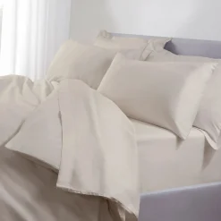 250 Thread Count Cotton Percale Flat Sheet Cream