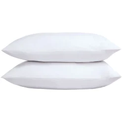 New THE LINEN CONSULTANCY 250 Thread Count Cotton Percale Housewife Pillowcase Pair White