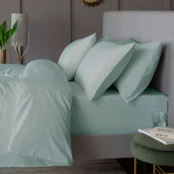 200 Thread Count Cotton Percale Duvet Set Duck Egg