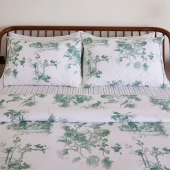 Clearance FOXFORD 300 Thread Count Green Toile Standard Pillowcase Set