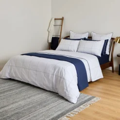 300 Thread Count Navy Windowpane Duvet Set