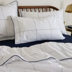 300 Thread Count Navy Windowpane Duvet Set