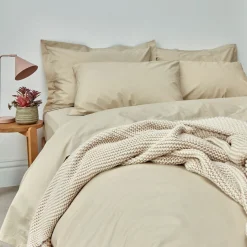 New CHRISTY 200 Thread Count Organic Percale Duvet Set Hazelnut