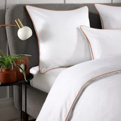 400 Thread Count Piped Square Pillowcase Cinnamon