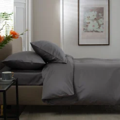 Discount THE LYNDON COMPANY 400 Thread Count Sateen Duvet Set Dark Grey