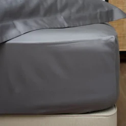 400 Thread Count Sateen Fitted Sheet Dark Grey