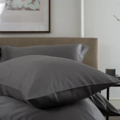 Sale THE LYNDON COMPANY 400 Thread Count Sateen Housewife Pillowcase Pair Dark Grey