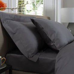 Sale THE LYNDON COMPANY 400 Thread Count Sateen Housewife Pillowcase Pair Dark Grey