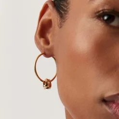 Abacus Nugget Charm Medium Hoop Earrings