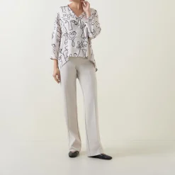 Fashion JOSEPH RIBKOFF Abstract Face Print Blouse