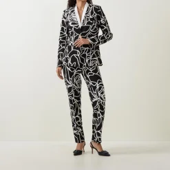 Abstract Patterned Single-Breasted Blazer