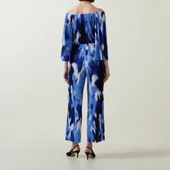 New JOSEPH RIBKOFF Abstract Print Wide Leg Trousers