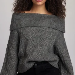 Adie Cable Knit Off-The-Shoulder Sweater