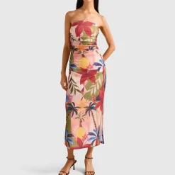 Alex Floral Ruched Off The Shoulder Dress
