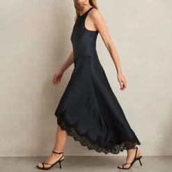 Anais Lace Trim Draped Dress