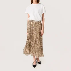 Clearance SOAKED IN LUXURY Anaya Evelina Pleated Leopard Skirt