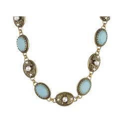 Aqua Pearl Stone Setting Necklace