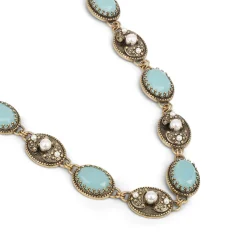 Aqua Pearl Stone Setting Necklace