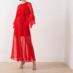 Aria Ruffle Polka Dot Dress