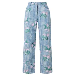 Azul Floral Embellished High-Waisted Trousers