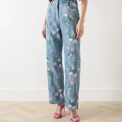 Azul Floral Embellished High-Waisted Trousers