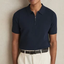 Sale REISS Berkley Half-Zip Knitted Polo Shirt