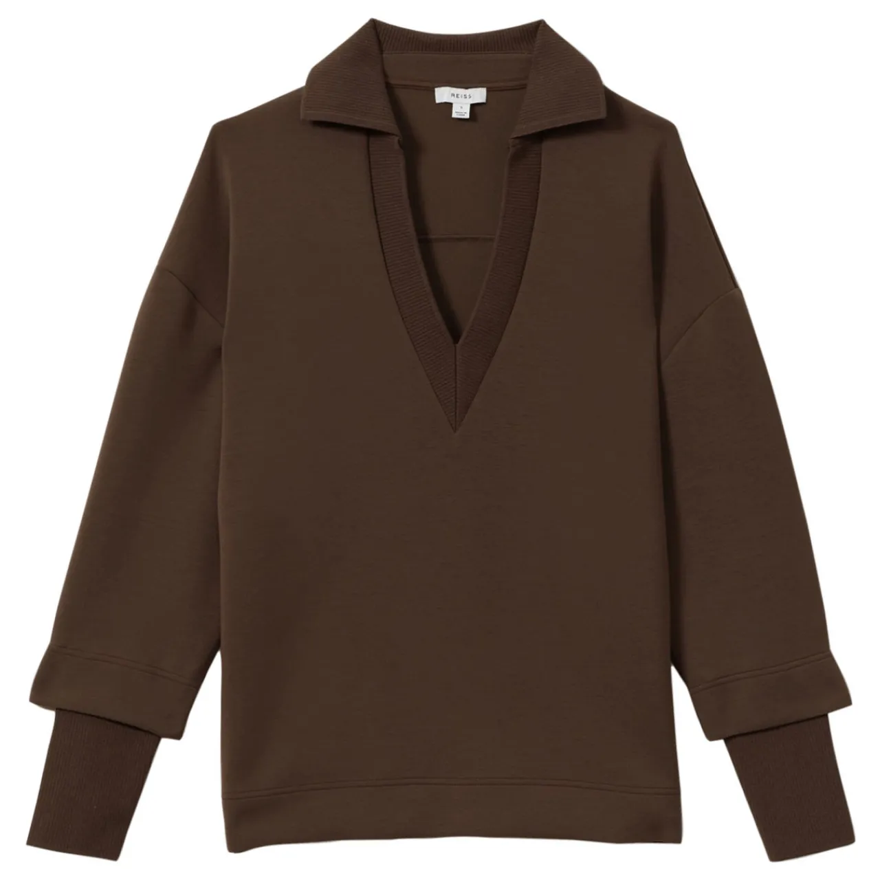 Discount REISS Bernie Open-Collar Sweatshirt