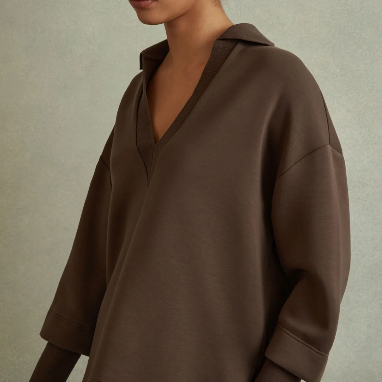 Discount REISS Bernie Open-Collar Sweatshirt