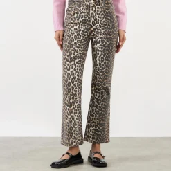 Outlet GANNI Betzy Leopard Print Cropped Jeans