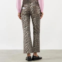 Outlet GANNI Betzy Leopard Print Cropped Jeans