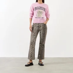 Outlet GANNI Betzy Leopard Print Cropped Jeans