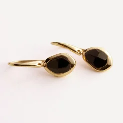 Black Onyx Pebble Hook Earrings