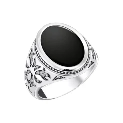 Blackened Silver Onyx Signet Ring