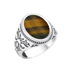 Blackened Silver Tiger's Eye Signet Ring