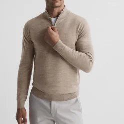 Sale REISS Blackhall Merino Wool Zip Neck Sweater