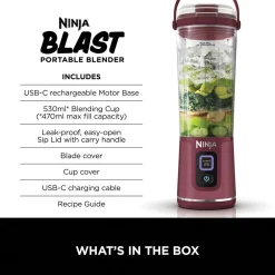 New NINJA Blast Cordless Portable Blender, Cranberry
