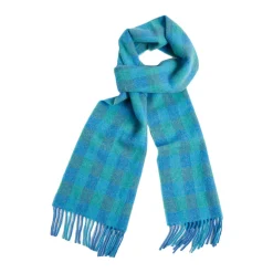 Best FOXFORD Blue & Green Check Lambswool Scarf