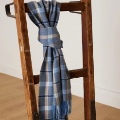Sale FOXFORD Blue & Mink Check Lambswool Scarf