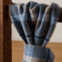 Sale FOXFORD Blue & Mink Check Lambswool Scarf