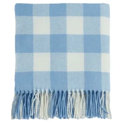 New FOXFORD Blue Check Lambswool Baby Blanket