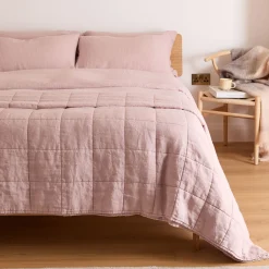 Blush Linen Quilted Blanket