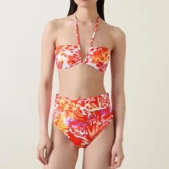 Clearance LAUREN Border Pareo Tie-Fastening Floral Bikini Top