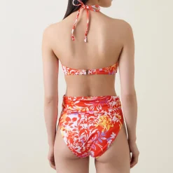 Clearance LAUREN Border Pareo Tie-Fastening Floral Bikini Top