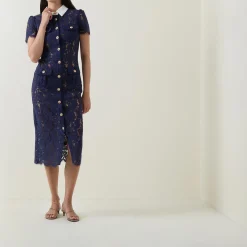 Bouclé Knit Bow Flared Dress