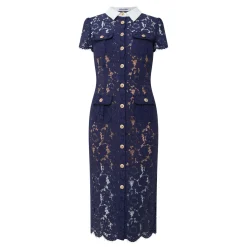 Outlet SELF-PORTRAIT Bouclé Knit Bow Flared Dress