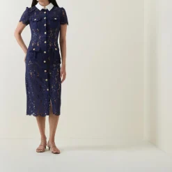 Outlet SELF-PORTRAIT Bouclé Knit Bow Flared Dress