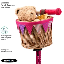 Bunting Trim Wicker Basket