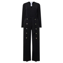 Button-Detail Wide Leg Jumpsuit