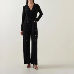 Button-Detail Wide Leg Jumpsuit