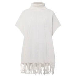 Cable Knit Fringed Cape